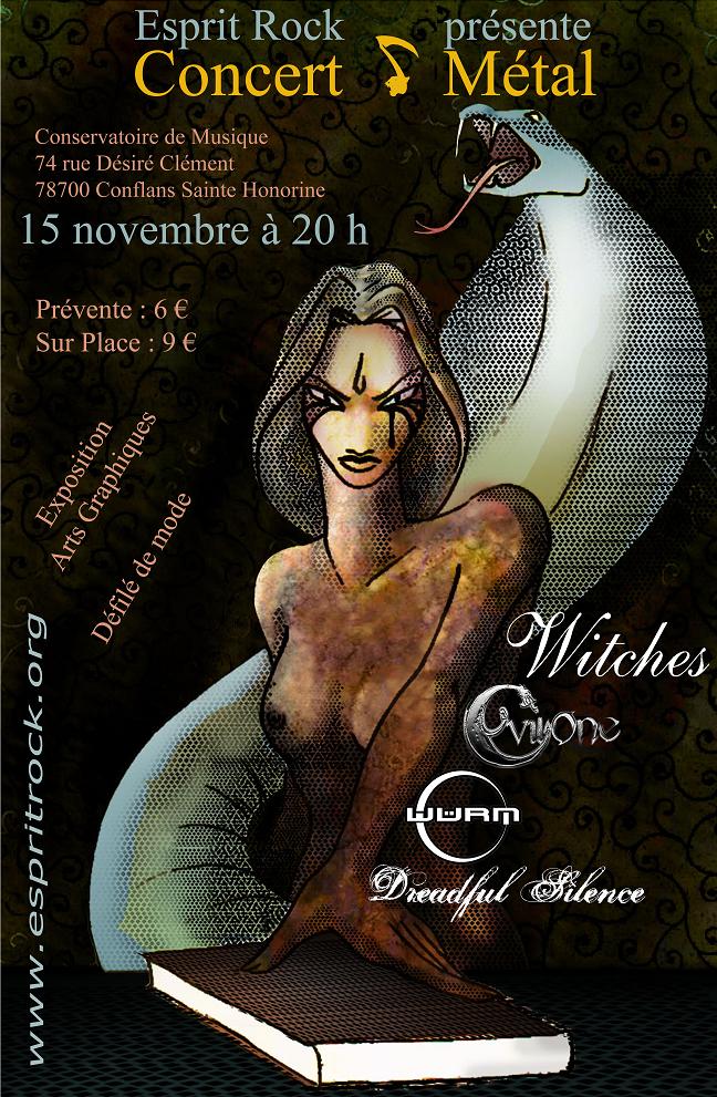 Witches flyer WITCHES + Evil One, Würm & Dreadful Silence @  Conservatoire de Musique Conflans Sainte Honorine (78-France)