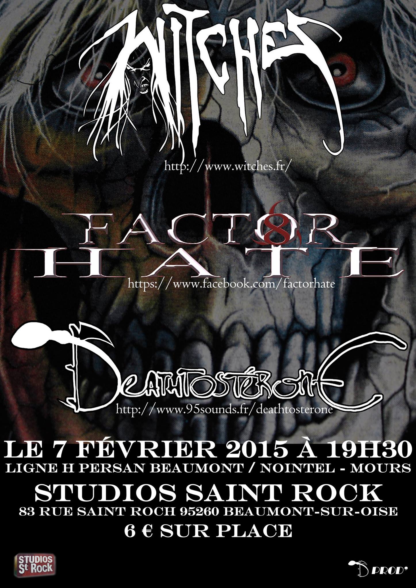 Witches flyer Witches + Deathtosterone + Factor Hate @  Studios Saint Rock Beaumont-sur-Oise (95-France)