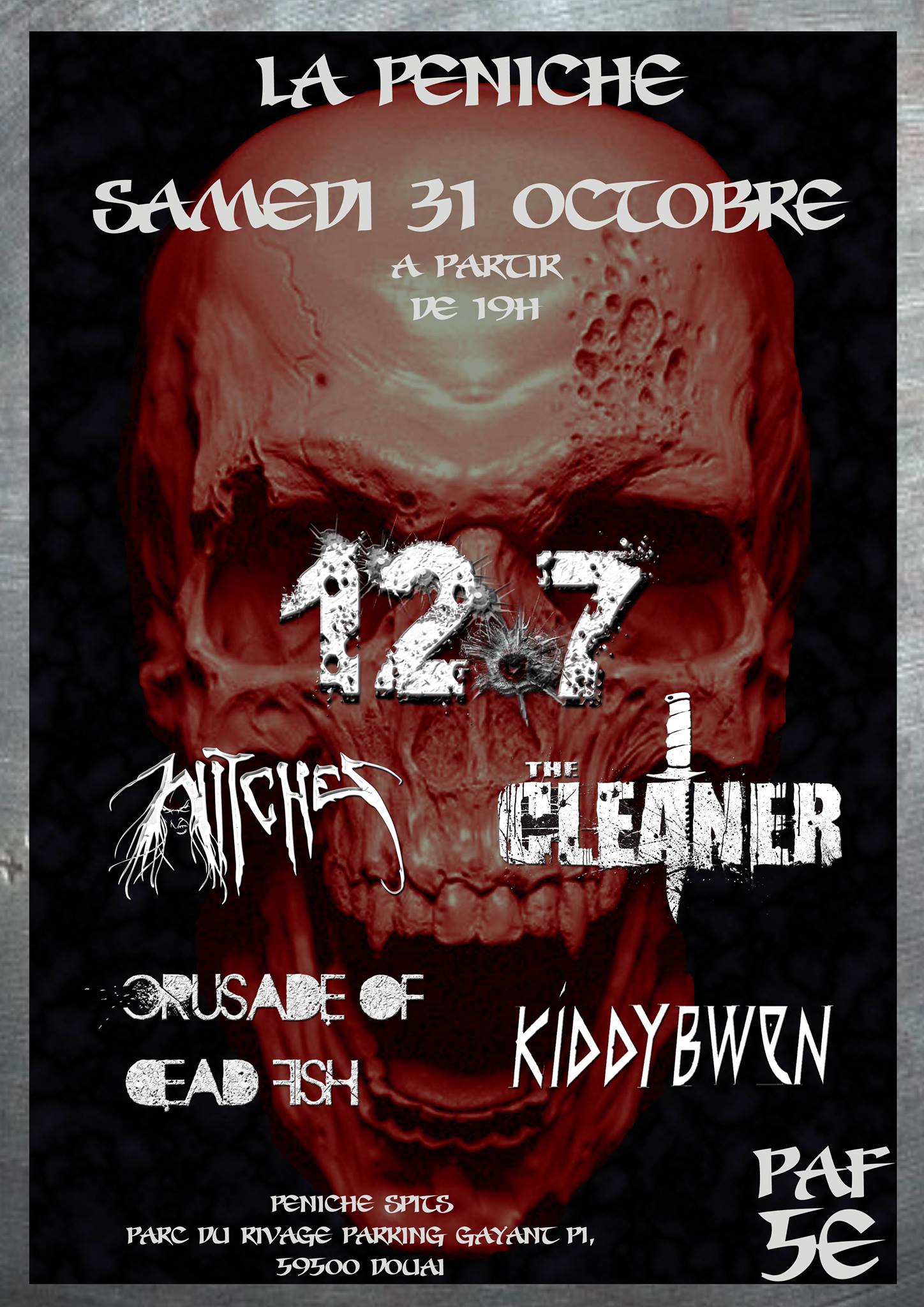 Witches flyer 12.7 + Witches + The Cleaner + Crusade of Dead Fish + Kiddybwen @ European Tour La Péniche Igelrock Douai (62), France