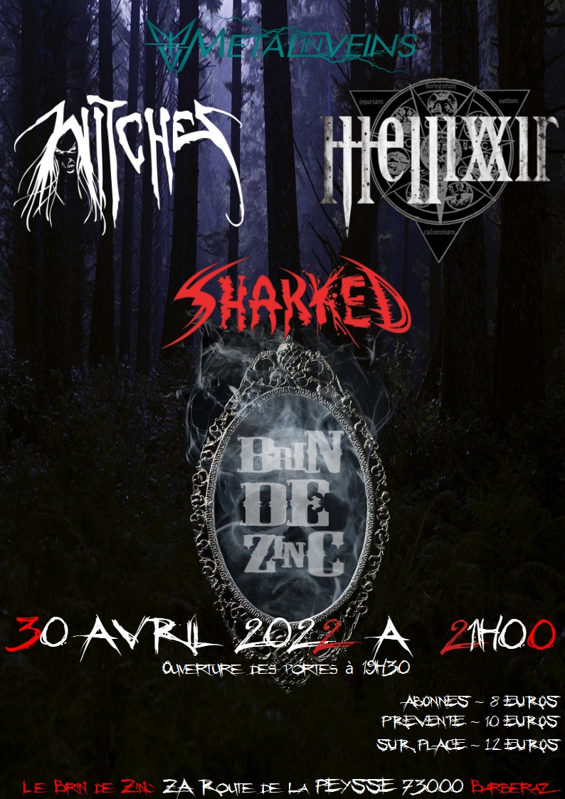 Witches flyer Witches + Hellixxir + Sharked  @ Witches Nights Brin de Zinc Barberaz - Chambery (73)