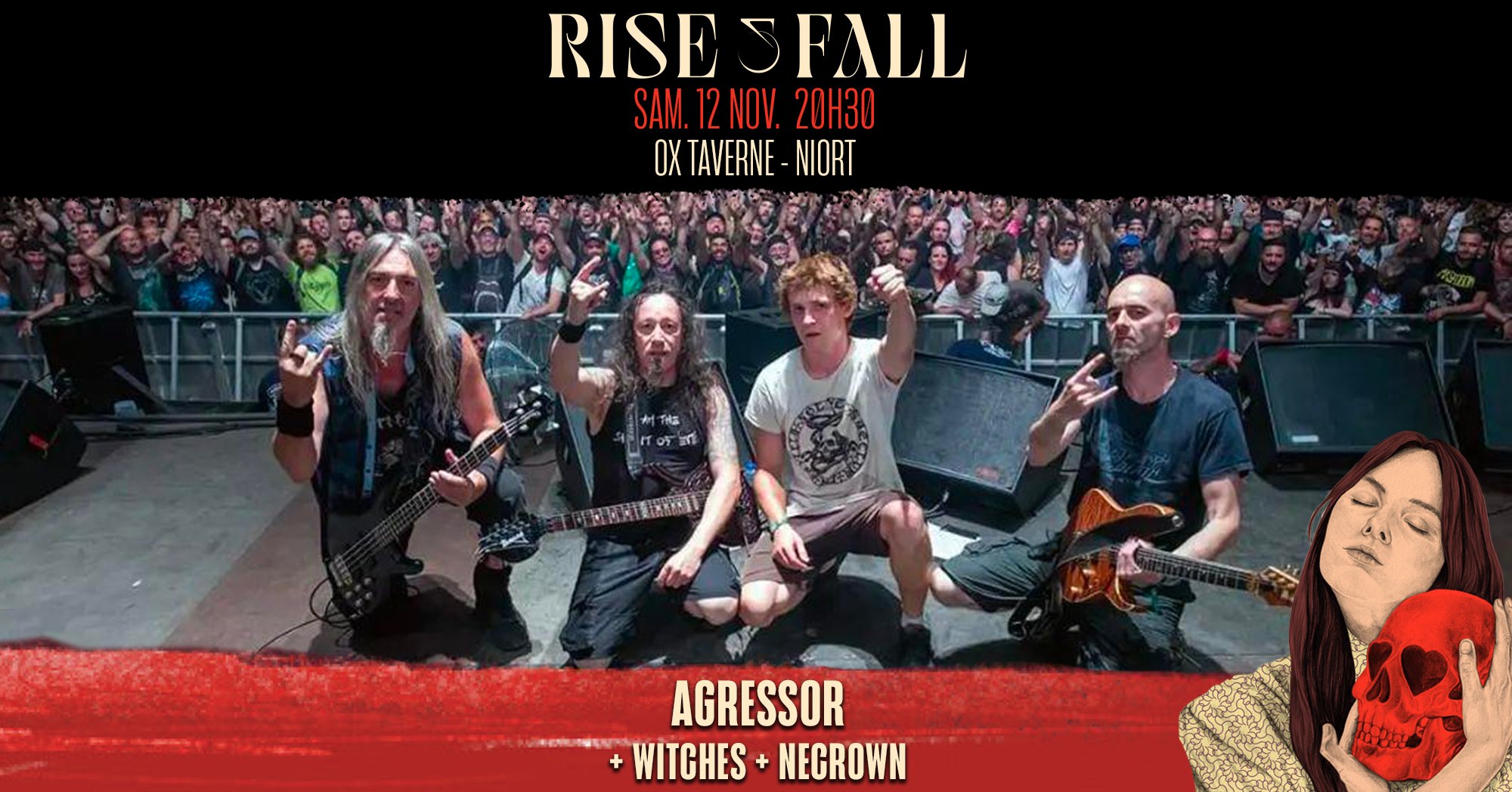 Witches flyer Agressor + Witches + Necrown @ Rise and Fall #5 OX TAVERNE NIORT (79)