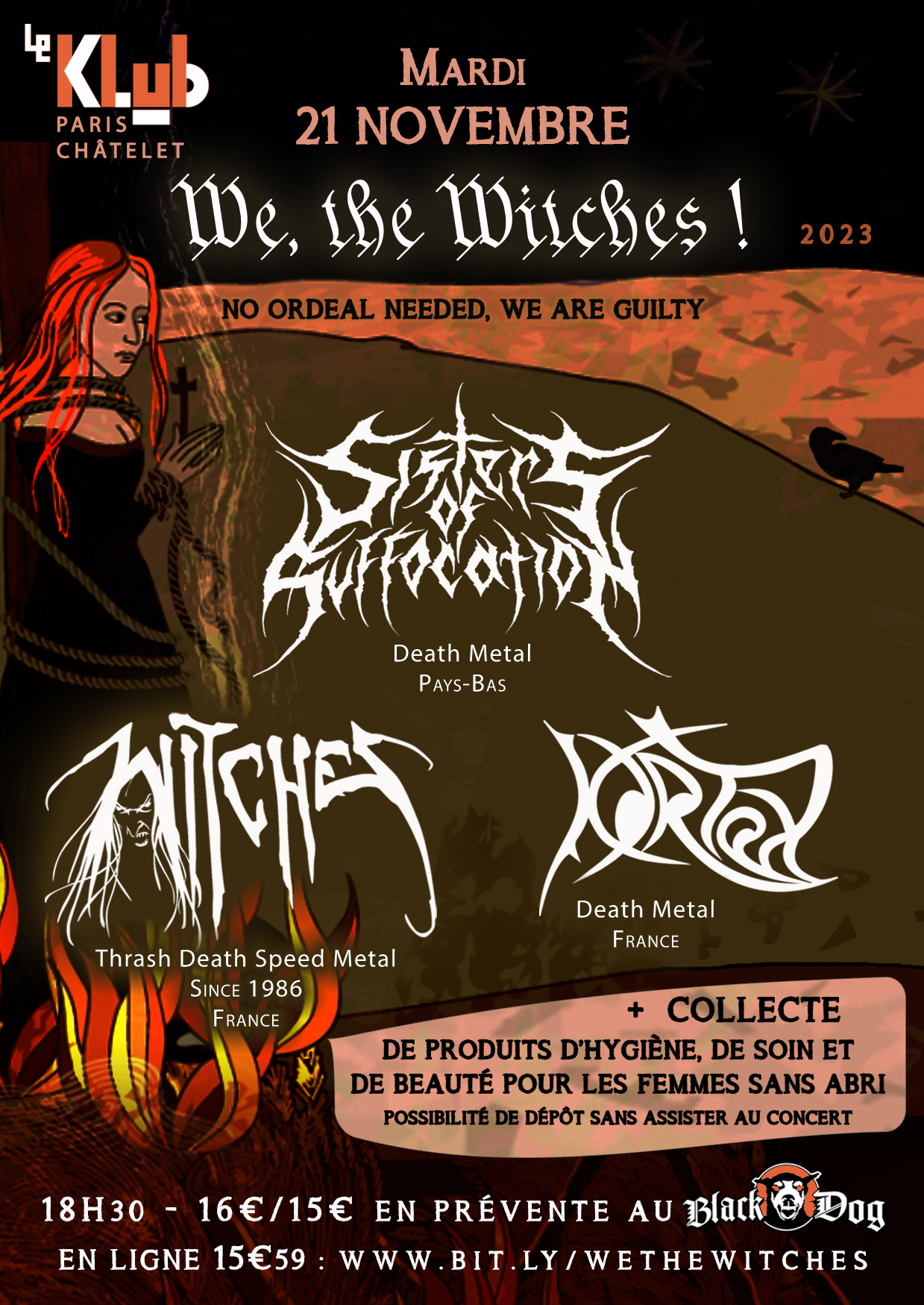 Witches flyer Sisters of Suffocation + Witches + Kortex @ We, The Witches ! Le Klub Paris, France
