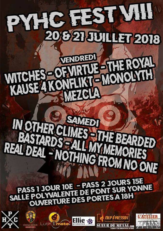 Witches flyer Witches + Of Virtue + The Royal+ Kause 4 Konflikt + Monolyth + Mezcla @ PYHC Fest 2018  Pont sur Yonne (89)
