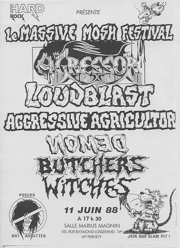 Witches flyer Nomed, Agressive Agricultor, WITCHES, Loudblast, Agressor @ Massive Mosh Festival Salle Marius Magnin Paris (75-France)