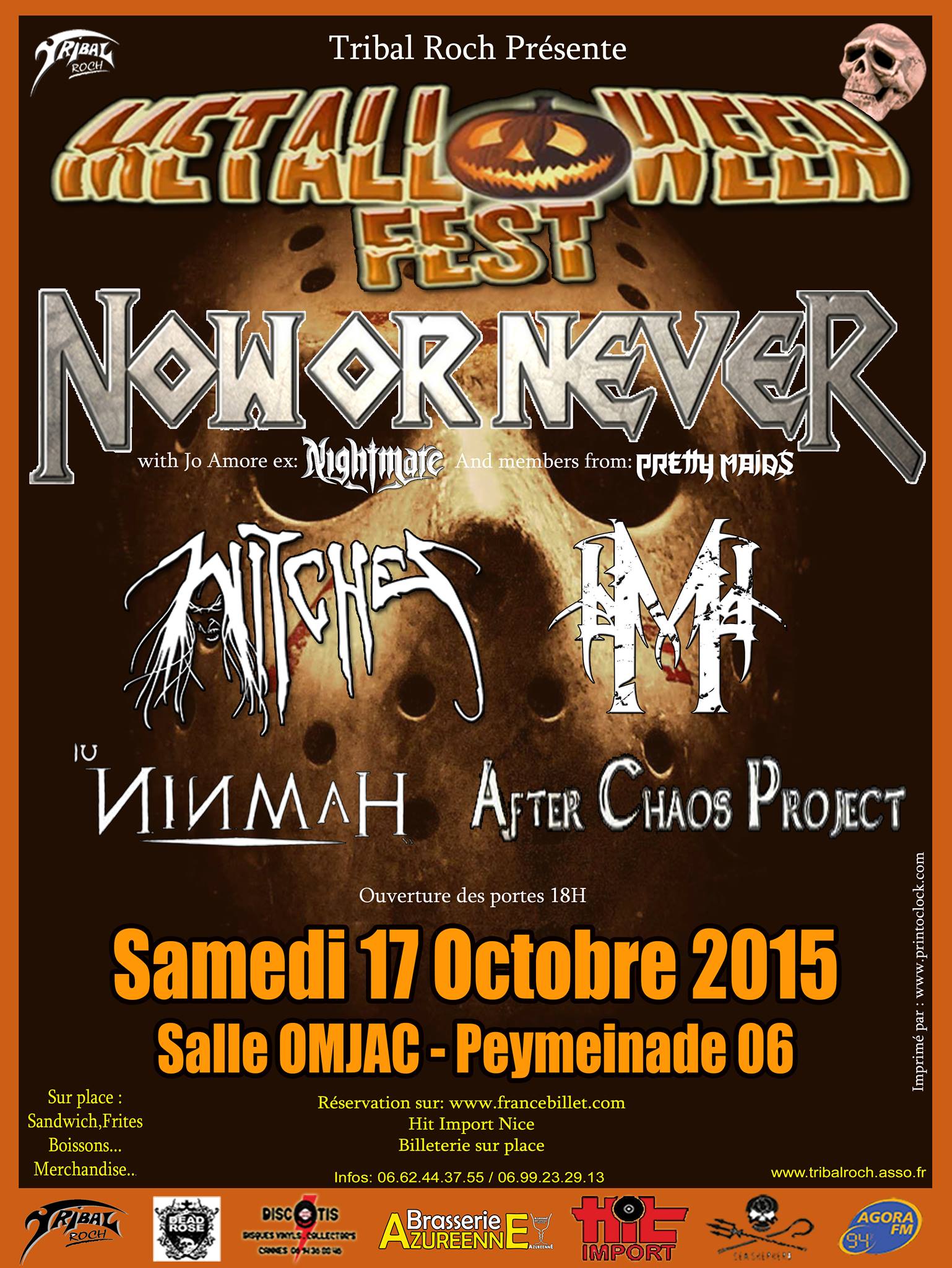 Witches flyer Metalloween Festival : Now or Never + Witches + Moghan RA + Ninmah + After Chaos Project @ Witches 'Hunt Europe Tour Salle OMJAC Peymeinade (06-France)